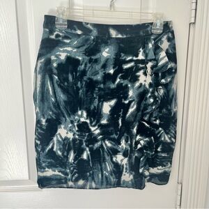 ANN TAYLOR Women's Silk Blend Abstract Faux Wrap Pencil Skirt w/Ruffle | Size 4